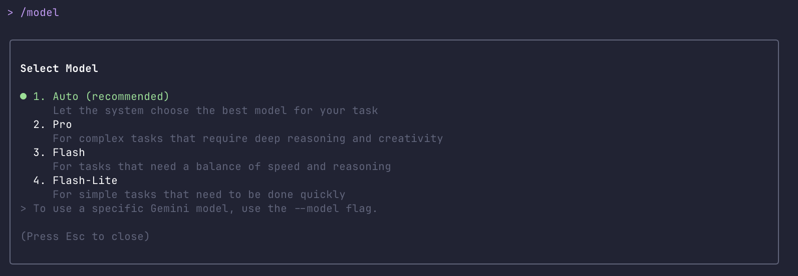 Auto mode selection within Gemini CLI